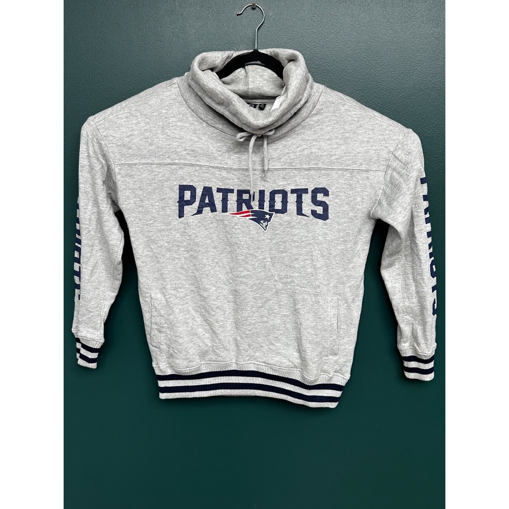 NFL New England Patriots Mock Drawstring Neck Gray Pullover Size M